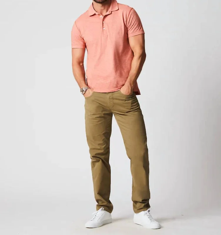 Cozy Chic Wear Stripe Pensacola Polo Shirt In Burnt Red
