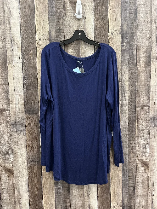 Daily Comfort Top Long Sleeve By Ashley Stewart In Navy, Size: 2x