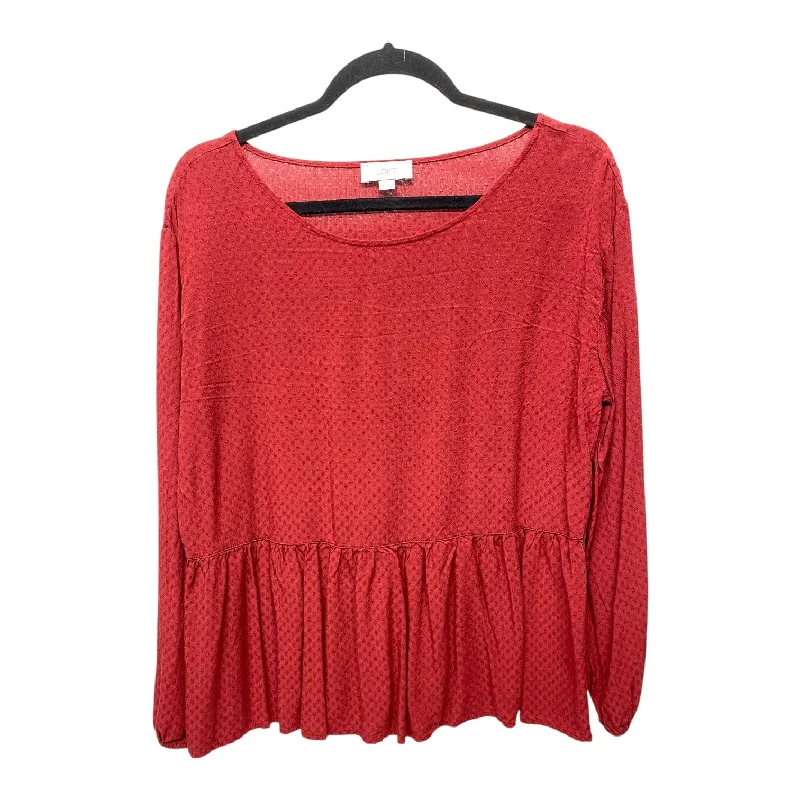 Relaxed Looks Top Long Sleeve By Loft In Red, Size: M