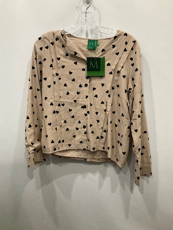 Relaxed Dresses Top Long Sleeve By Clothes Mentor In Beige, Size: M