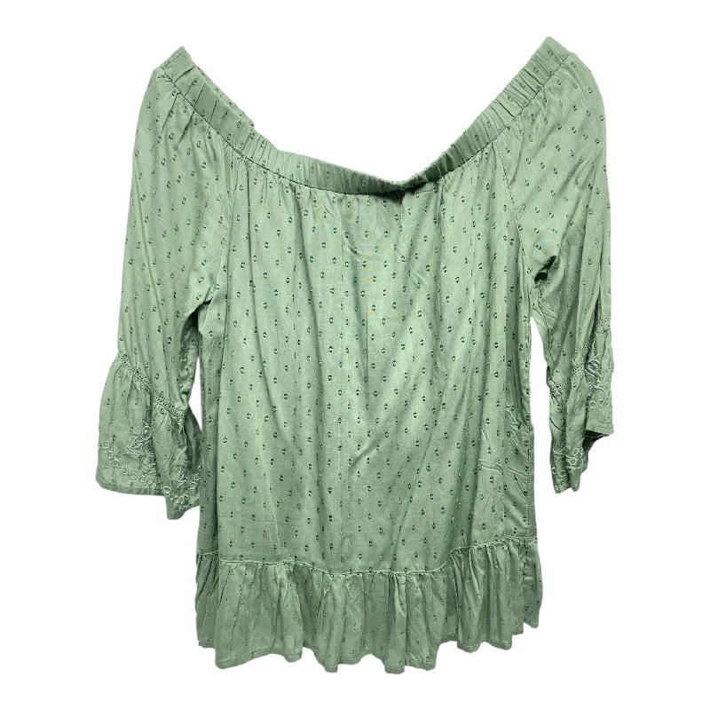 Versatile Comfort Wear Top 3/4 Sleeve By Blue Rain In Green, Size: M