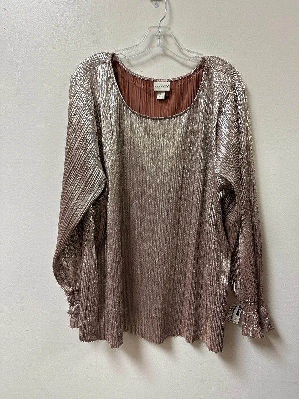 Everyday Chic Top Long Sleeve By Ava & Viv In Rose Gold, Size: 3x