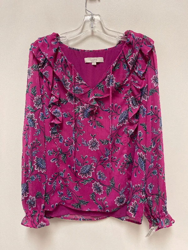 Innovative Design Top Long Sleeve By Loft In Floral Print, Size: L