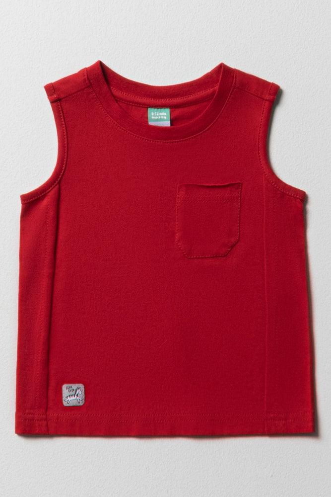Party Wear Sleeveless T-Shirt Red