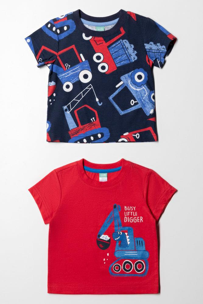 Ultra-lightweight 2 Pack diggers short sleeve t-shirts navy & red