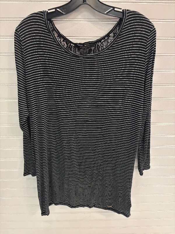 Classic Series Top 3/4 Sleeve By Bcbgmaxazria In Black & White, Size: L