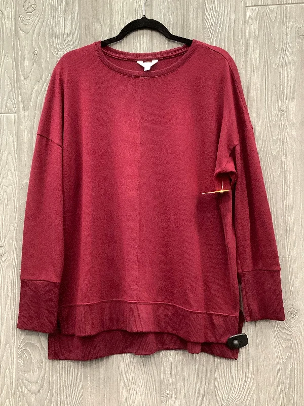 Comfortable Sweaters Top Long Sleeve By Time And Tru In Red, Size: L