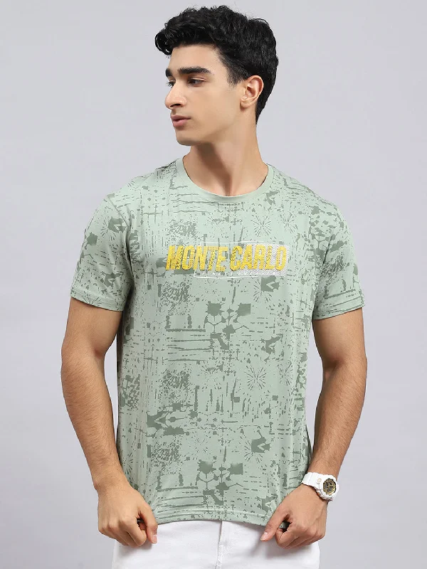 Exquisite Craftsmanship Men Green Printed T-Shirt