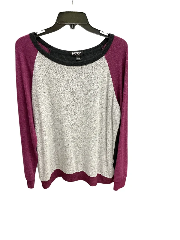 British Style Top Long Sleeve By Buffalo In Black Grey, Size: L