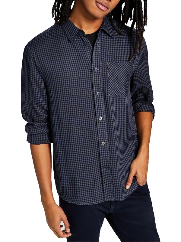 Elegant And Casual Mens Long Sleeve Collared Button-Down Shirt