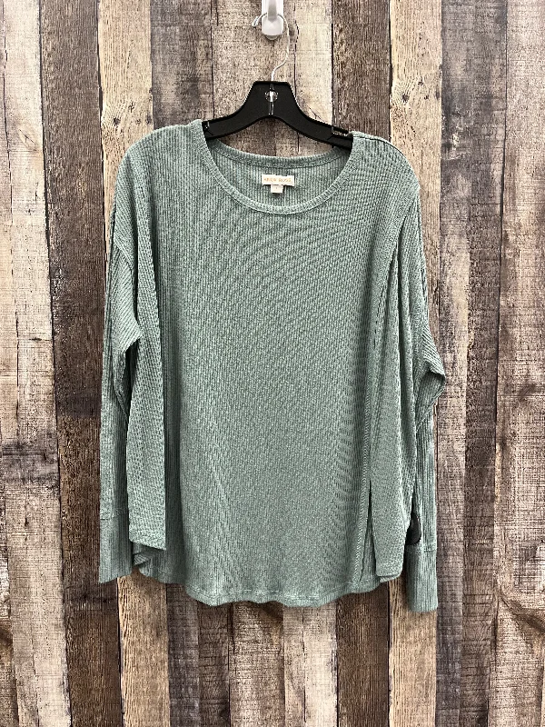 Trendy Looks Top Long Sleeve By Knox Rose In Green, Size: L