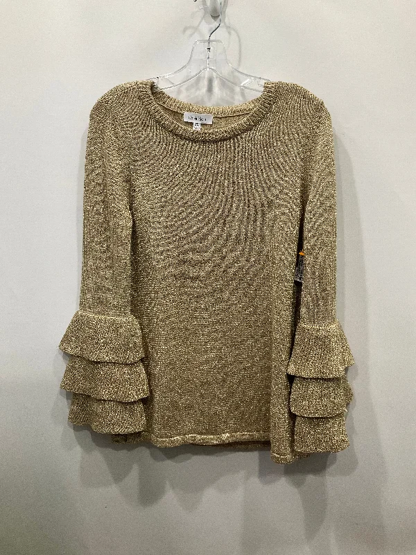 Stylish Wear Top Long Sleeve By Calvin Klein In Gold, Size: M