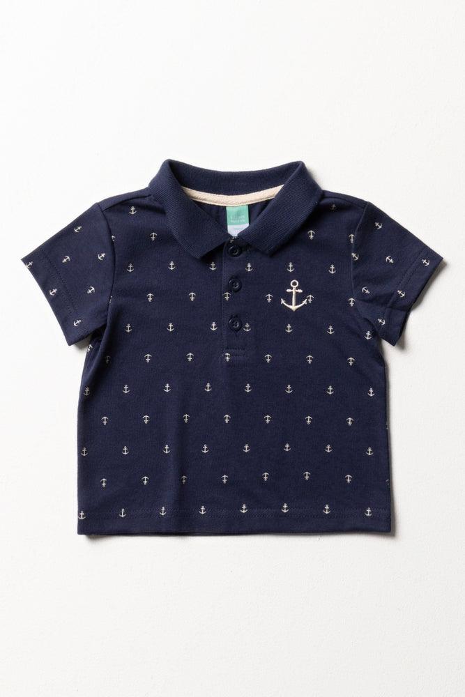 Comfortable Tops Anchor Short Sleeve Golfer Navy