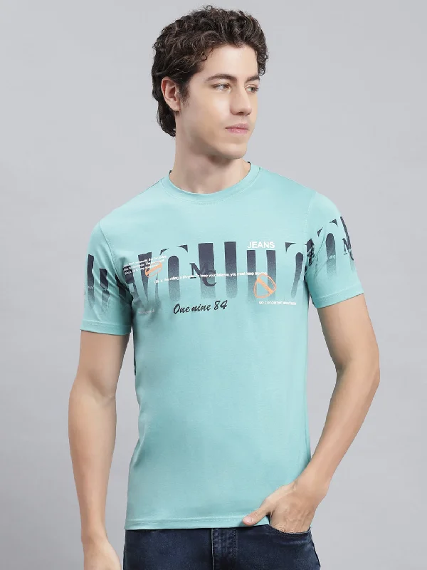 Lounge Chic Men Green Printed T-Shirt