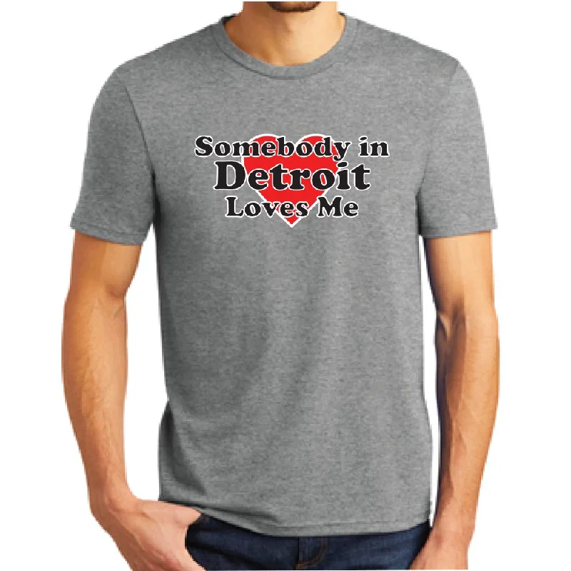 Cozy Outerwear Mens Somebody in Detroit Loves Me T-shirt - Grey Triblend