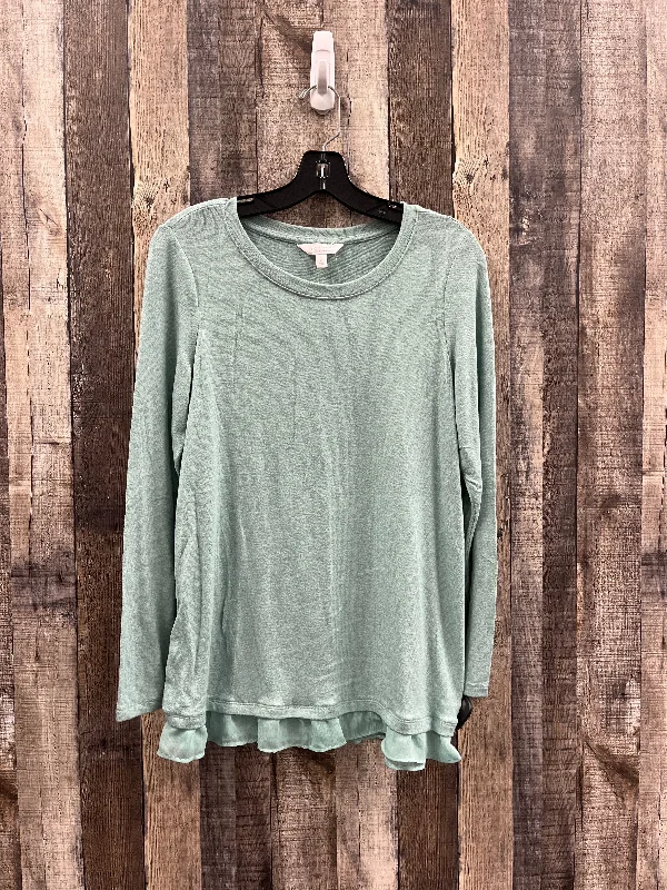 Simple Looks Top Long Sleeve By Lc Lauren Conrad In Green, Size: S