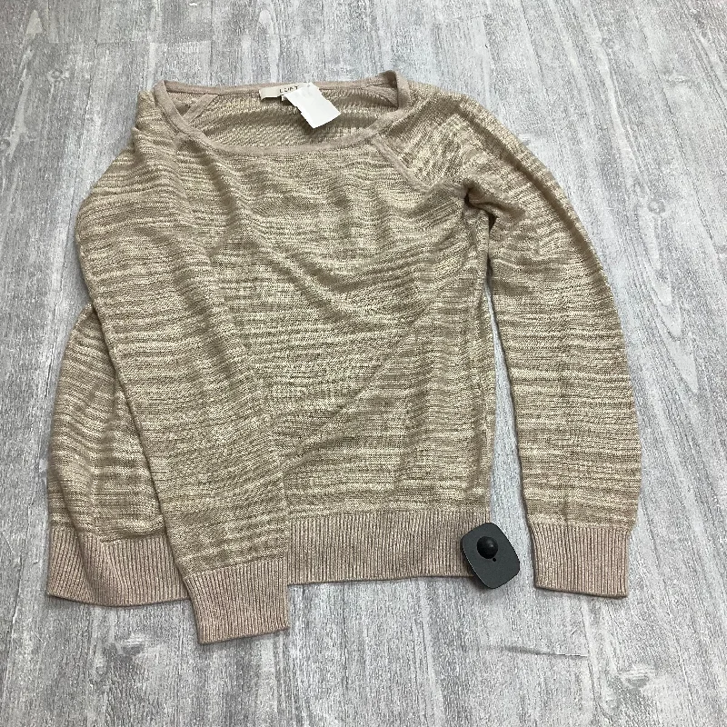 Embroidered Letters Top Long Sleeve By Loft In Tan, Size: Xs