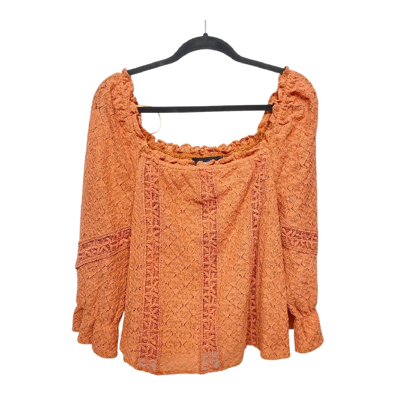 Stylish Casuals Top Long Sleeve Basic By Clothes Mentor In Orange, Size: M