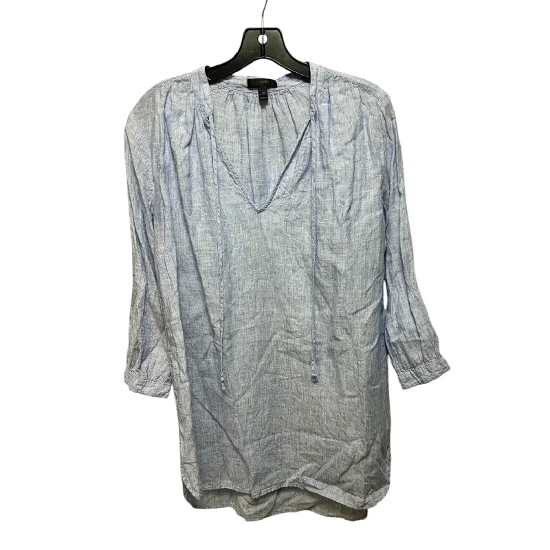 Urban Style Linen Tunic Long Sleeve By J. Crew In Blue, Size: Xs