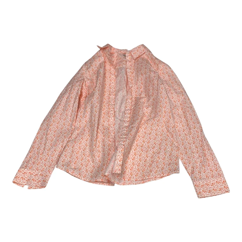 Feminine Charm Top Long Sleeve By Croft And Barrow In Orange & White, Size: M