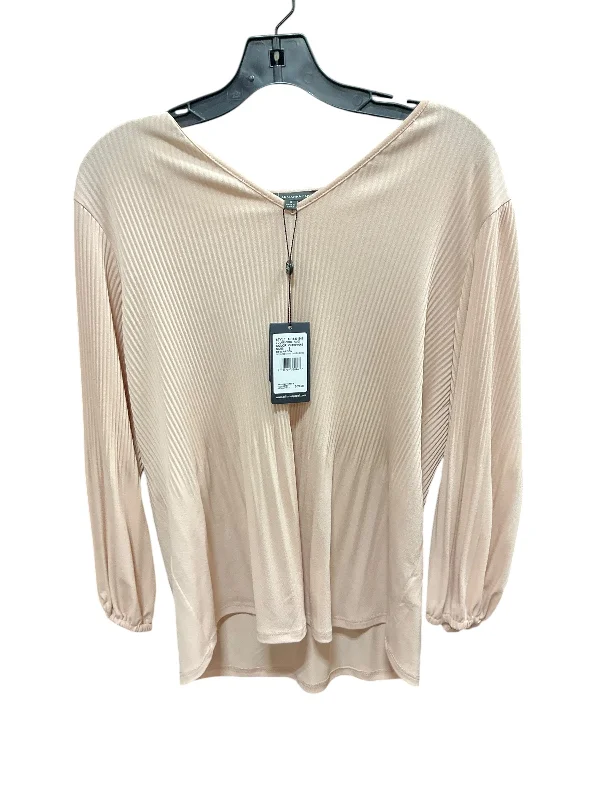 Comfortable Jeans Top Long Sleeve By Adrianna Papell In Peach, Size: S