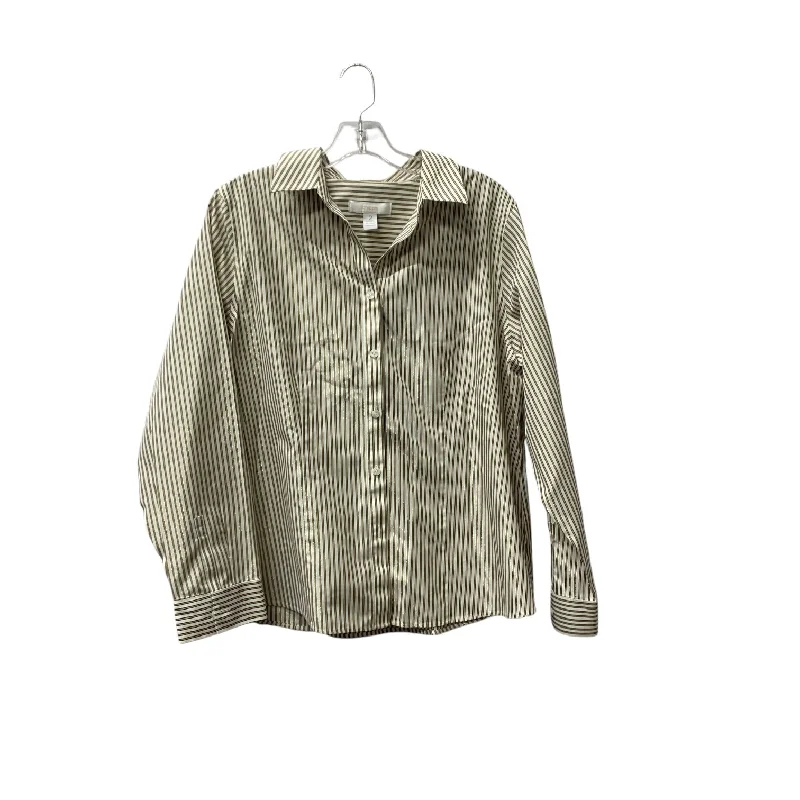 Street Fashion Top Ls By Chicos In Brown & Cream, Size:L