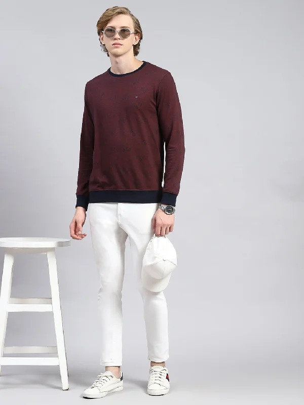 Comfortable Chic Men Maroon Stripe T-Shirt