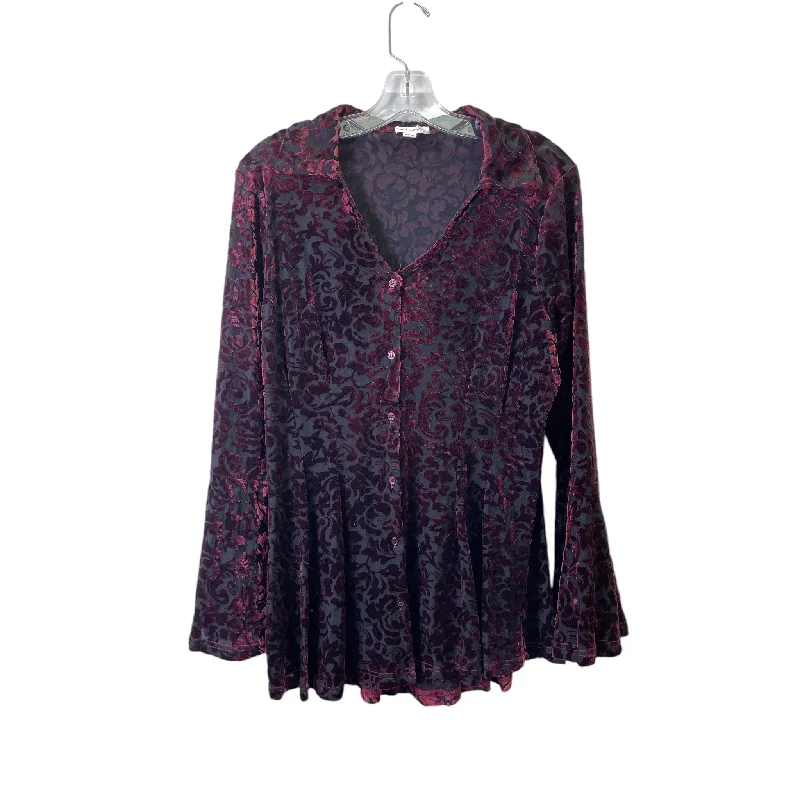 Light Dressing Top Ls By Ultra Pink In Black & Red, Size:L