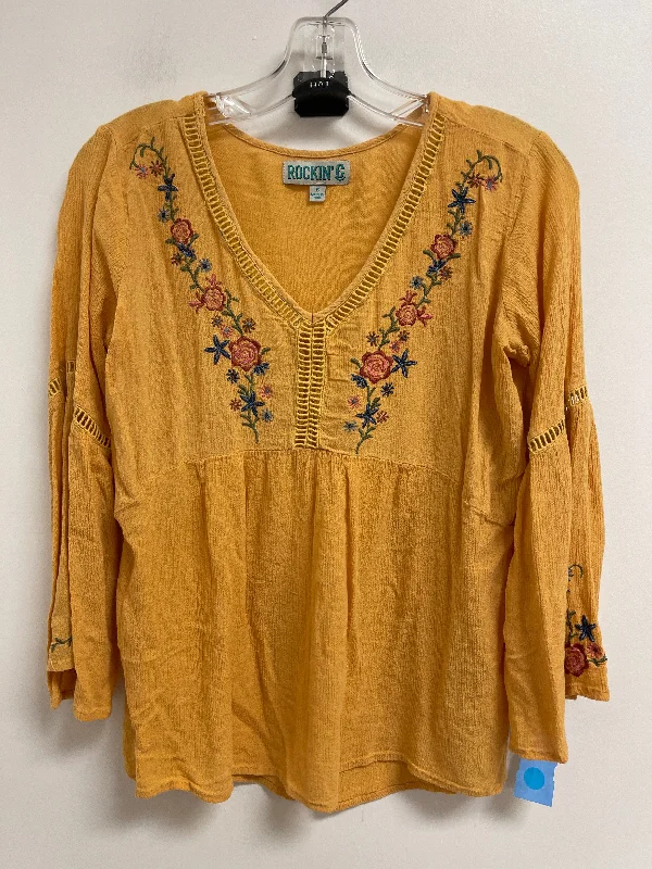 Windbreaker fashion Top Long Sleeve By Clothes Mentor In Yellow, Size: S