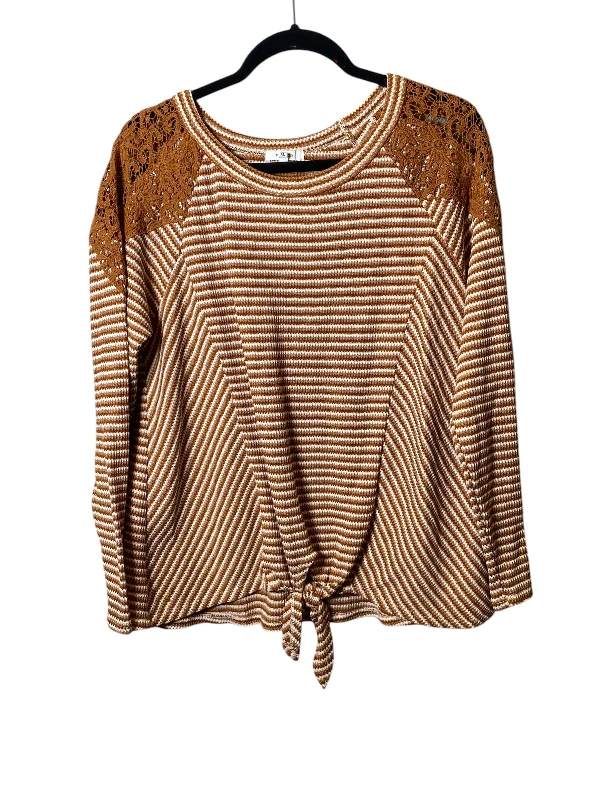 Weekend Comfort Wear Top Long Sleeve By Maurices In Orange & White, Size: Xl