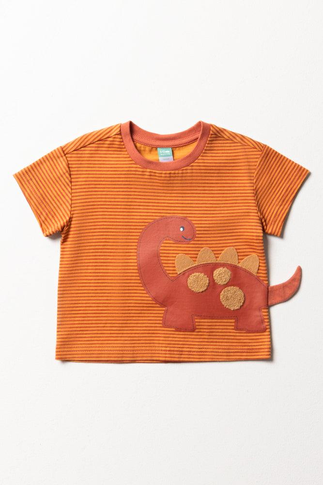 Free And Casual Dinosaur Short Sleeve T-Shirt Burnt Orange