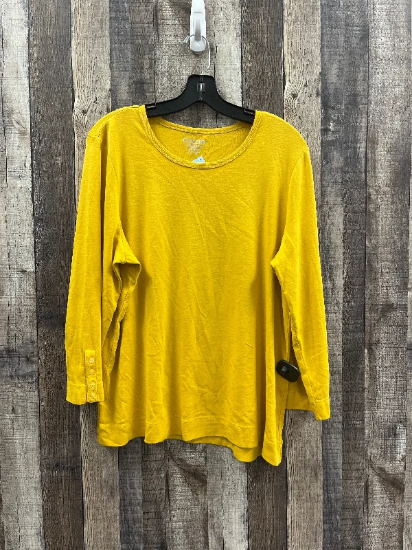 Weekend Style Top Long Sleeve By Chicos In Gold, Size: Xl