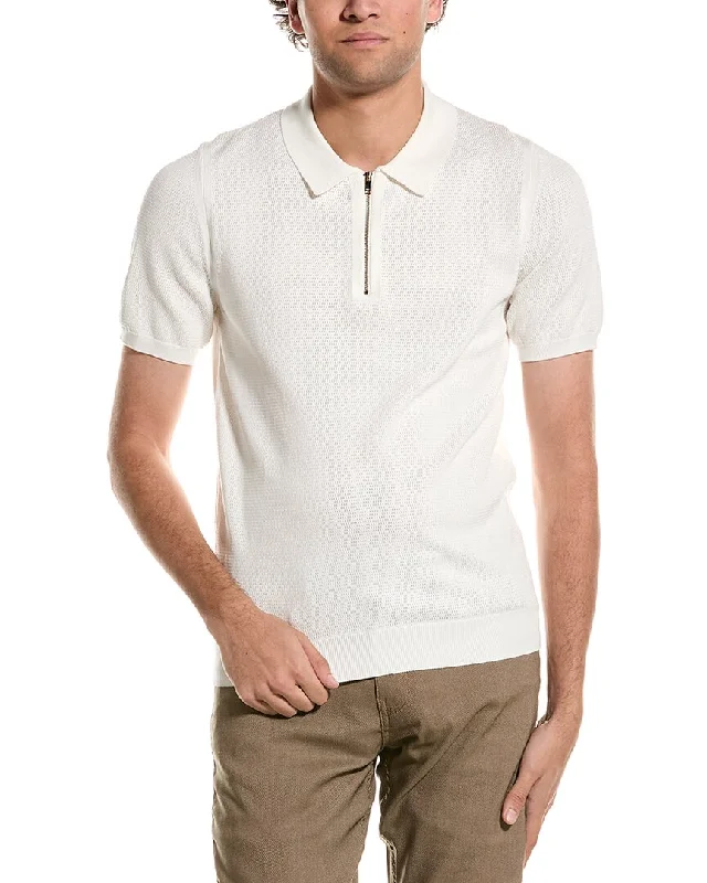 Fashion Touch Reiss Walton Slim Fit Textured Zip Through T-Shirt