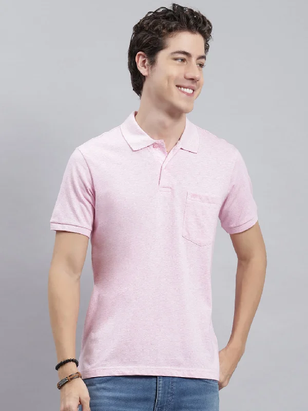 Light Comfort Men Pink Jaquard T-Shirt