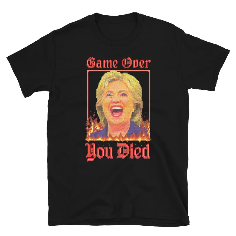 Relaxed Chic Game Over You Died Hillary 8-Bit Pixel Art T-Shirt
