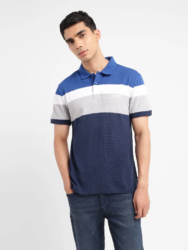French Style Men's Colorblock Slim Fit Polo T-shirt