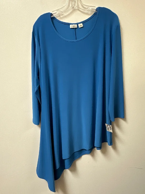 Slim Fit Tunic Long Sleeve By Cato In Blue, Size: Xl