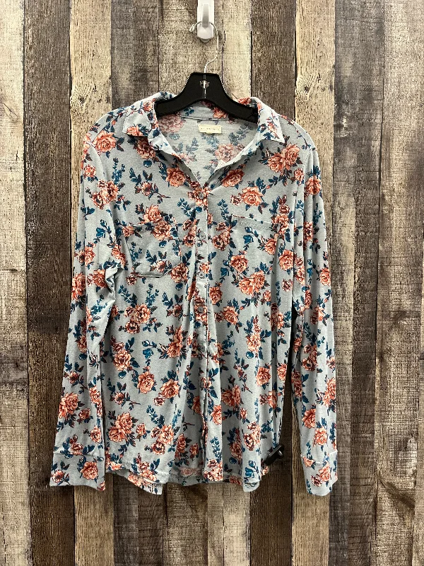 Sporty Comfort Top Long Sleeve By Cme In Floral Print, Size: S