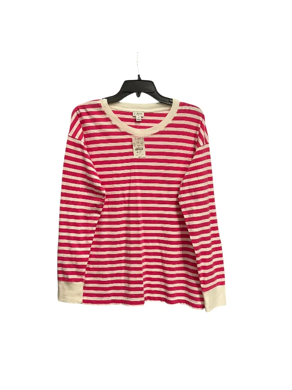 Unique Fashion Top Long Sleeve Basic By J. Crew In Striped Pattern, Size: M