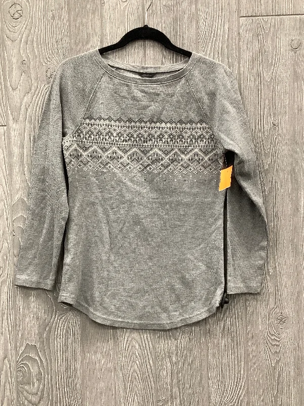 Soft Comfort Wear Top Long Sleeve By Eddie Bauer In Grey, Size: M
