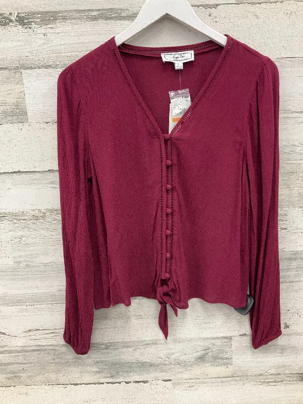Wearable At Home Or Out Top Long Sleeve Basic By Hippie Rose In Red, Size: S