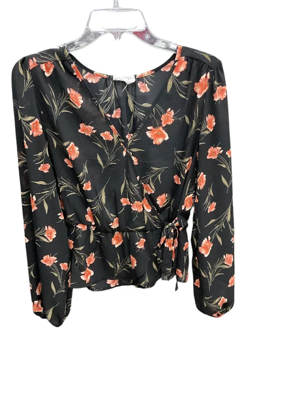 Trendy And Casual Top Long Sleeve By Sienna Sky In Black, Size: L