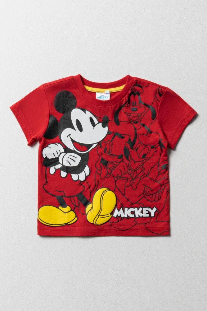 Celebrity Style Mickey Mouse Short Sleeve T-Shirt Red