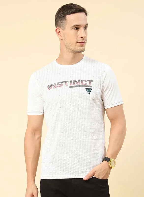 Classic Style Men White Printed T-Shirt