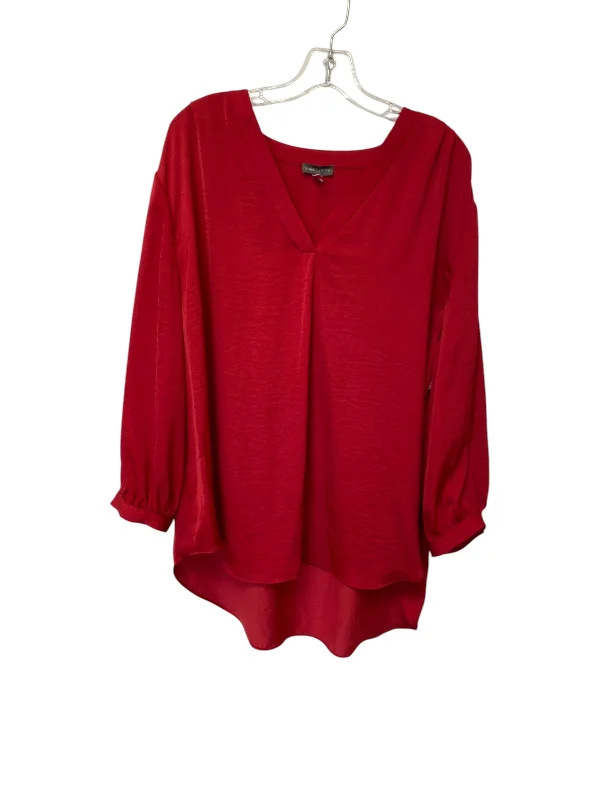 Comfortable Fitwear Top Long Sleeve Basic By Vince Camuto In Red, Size: 2x