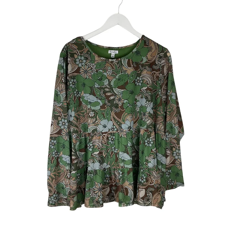 Personalized Design Top Long Sleeve By Love Fire In Green, Size: 2x