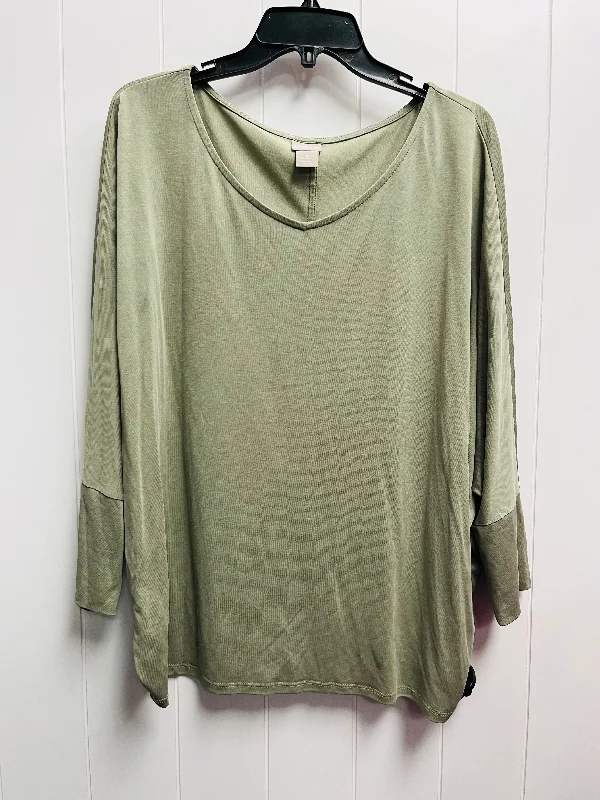Relaxed Jackets Top Long Sleeve Basic By Chicos In Green, Size: Xl