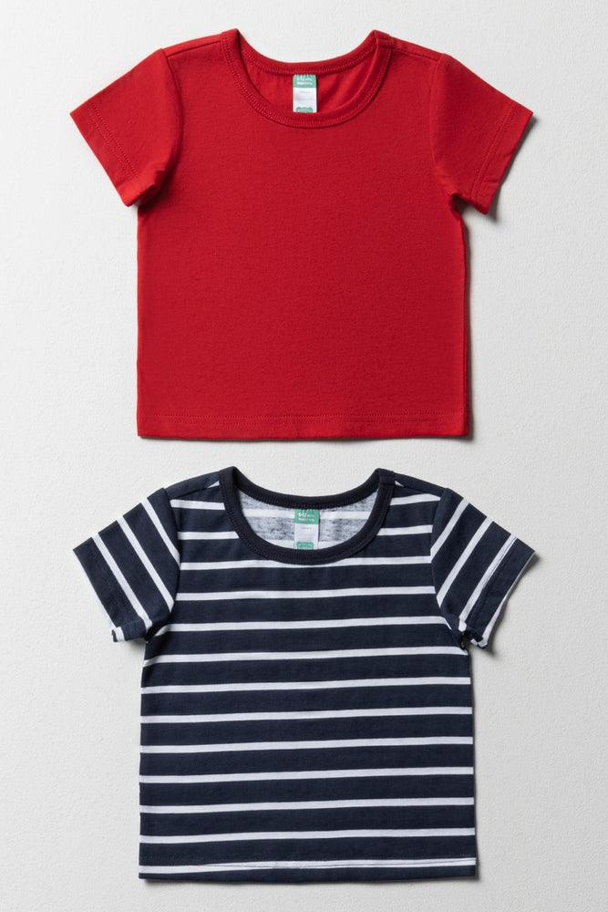 Wandering freely 2 Pack Short Sleeve T-Shirts Red & Navy