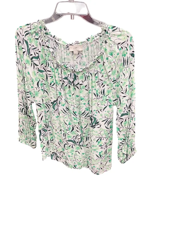 Fashion Must-have Top 3/4 Sleeve By Loft In Green, Size: M