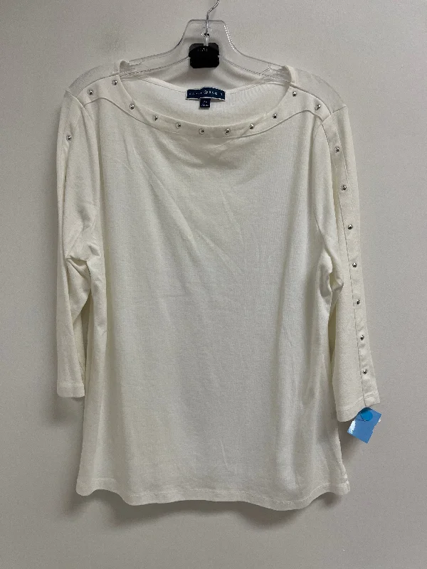 Moisture wicking Top Long Sleeve By Karen Scott In White, Size: Xl